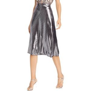 Aqua Silver Metallic Midi Skirt
